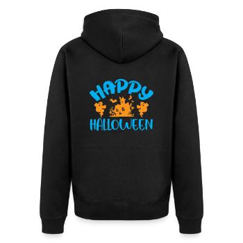 Happy Halloween - Halloween-Humor - Unisex Premium Bio Zip Hoodie - Schwarz - Hinten - Nico (187cm)