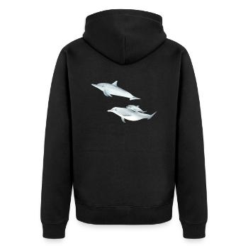 funny dolphin family - Unisex Premium Organic Zip Hoodie - black - Back - Nico (187cm)