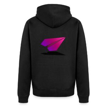 Airplane from paper design pink - Unisex Premium Bio Zip Hoodie - Schwarz - Hinten - Nico (187cm)