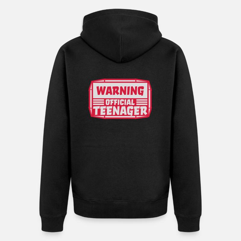 avertissement citation officielle d’adolescent - Veste à capuche bio Premium Unisexe - noir