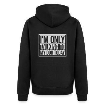 only talking to dog - Unisex Premium Organic Zip Hoodie - black - Back - Nico (187cm)