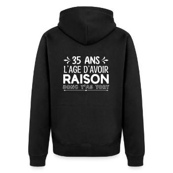 35 ans - cadeau d’anniversaire 35 ans - Veste à capuche bio Premium Unisexe - noir - Dos - Nico (187cm)