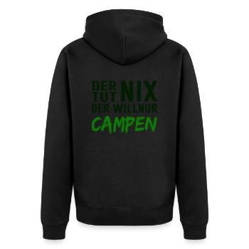 Camping Wohnwagen Camper lustige Sprüche - Unisex Premium Bio Zip Hoodie - Schwarz - Hinten - Nico (187cm)