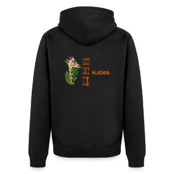 SA FA RI NJEMA - Unisex Premium Organic Zip Hoodie - black - Back - Nico (187cm)