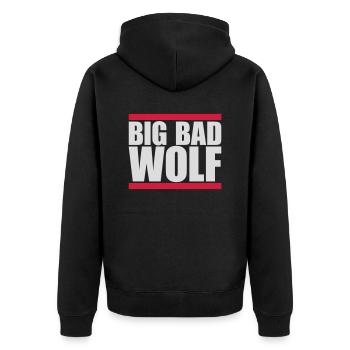 big bad wolf quote - Unisex Premium Organic Zip Hoodie - black - Back - Nico (187cm)