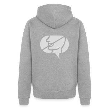 Forbidden Communicate Icon Speech Bubble - Unisex Premium Organic Zip Hoodie - heather grey - Back - Nico (187cm)