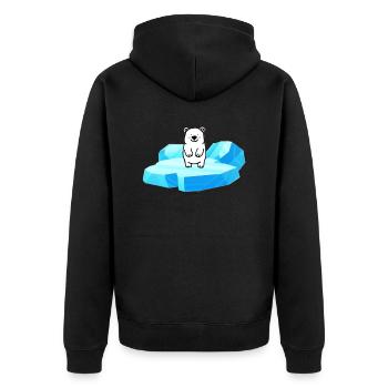 Süsser kleiner Eisbär auf einer Eisscholle - Unisex Premium Bio Zip Hoodie - Schwarz - Hinten - Nico (187cm)