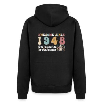Génial depuis 1948 75 Année de Perfection - 75ème - Veste à capuche bio Premium Unisexe - noir - Dos - Nico (187cm)