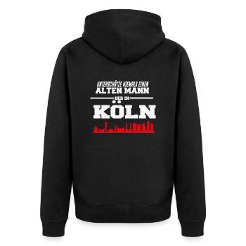 Unterschätze niem Köln Kölner - Unisex Premium Bio Zip Hoodie - Schwarz - Hinten - Nico (187cm)