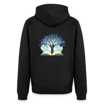 Lesen Baum Buch Leser Buchliebhaber Bücher - Unisex Premium Bio Zip Hoodie - Schwarz - Hinten - Nico (187cm)