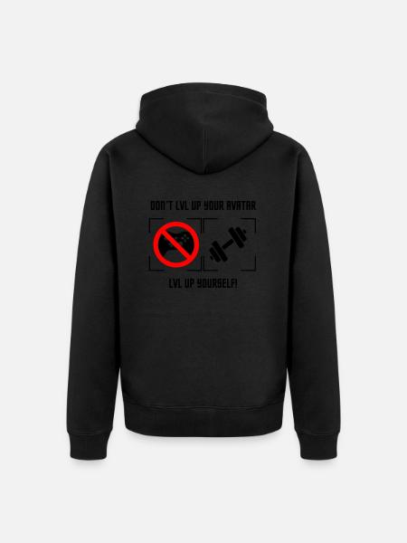 LVL UP - Unisex Premium Organic Zip Hoodie - black