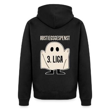 3. Liga Abstiegsgespenst - Unisex Premium Bio Zip Hoodie - Schwarz - Hinten - Nico (187cm)