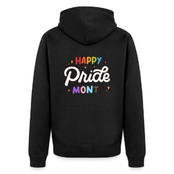 Happy Pride Month - Unisex Premium Bio Zip Hoodie - Schwarz - Hinten - Nico (187cm)
