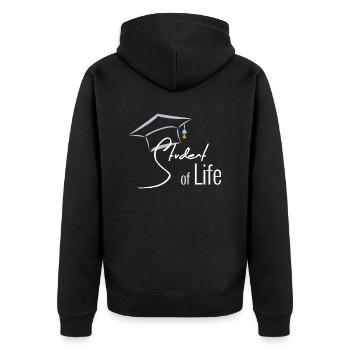 STUDENT - Unisex Premium Bio Zip Hoodie - Schwarz - Hinten - Nico (187cm)