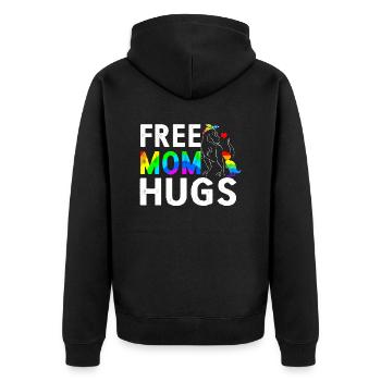 Free Mom Hugs - Unisex Premium Bio Zip Hoodie - Schwarz - Hinten - Nico (187cm)