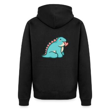 hugadino chuck with heart, dino, cute dinosaur - Unisex Premium Organic Zip Hoodie - black - Back - Nico (187cm)