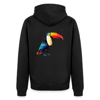Geometric Toucan: Polygon Art in Paradise - Unisex Premium Organic Zip Hoodie - black - Back - Nico (187cm)