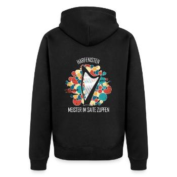 Harfe Geschenk Musikinstrument Musiker Zupfen - Unisex Premium Bio Zip Hoodie - Schwarz - Hinten - Nico (187cm)