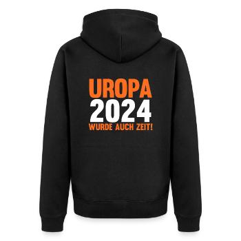 Werdender Uropa 2039 - Unisex Premium Bio Zip Hoodie - Schwarz - Hinten - Nico (187cm)