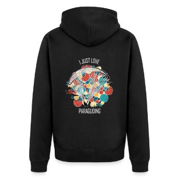 Paragliding Gleitschirm Paragleiter Paraglider - Unisex Premium Bio Zip Hoodie - Schwarz - Hinten - Nico (187cm)