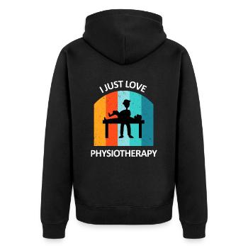 Physiotherapist Humorous Gift Saying Funny - Unisex Premium Organic Zip Hoodie - black - Back - Nico (187cm)