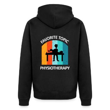 Physiotherapist Humorous Gift Saying Funny - Unisex Premium Organic Zip Hoodie - black - Back - Nico (187cm)