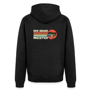 Der Sauna Meister Spa Massage Banja Saunaclub - Unisex Premium Bio Zip Hoodie - Schwarz - Hinten - Nico (187cm)