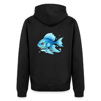 blauer Fisch - Unisex Premium Bio Zip Hoodie - Schwarz - Hinten - Nico (187cm)