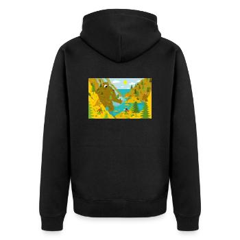 Felsgolems - Unisex Premium Bio Zip Hoodie - Schwarz - Hinten - Nico (187cm)