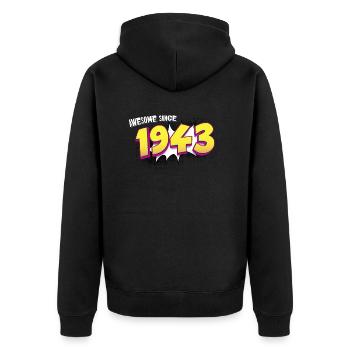 Retro 80th birthday in Pop Art Comic Book Style - Unisex Premium Organic Zip Hoodie - black - Back - Nico (187cm)