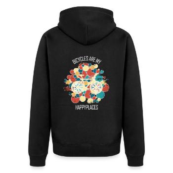 Fahrradwerkstatt Fahrradmonteurin Fahrrad - Unisex Premium Bio Zip Hoodie - Schwarz - Hinten - Nico (187cm)