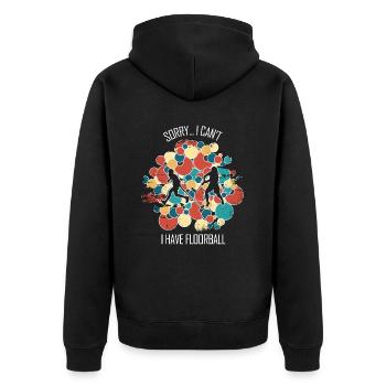 Floorball Unihockey Feldhockey Hallenhockey - Unisex Premium Bio Zip Hoodie - Schwarz - Hinten - Nico (187cm)