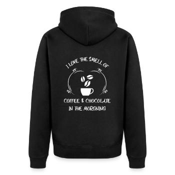 Coffee, espresso, coffee & chocolate - Unisex Premium Organic Zip Hoodie - black - Back - Nico (187cm)