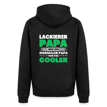 Lackierer Papa wie ein normaler nur viel cooler - Unisex Premium Bio Zip Hoodie - Schwarz - Hinten - Nico (187cm)