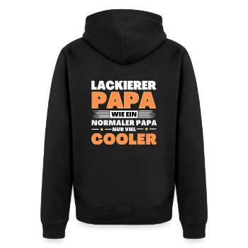 Lackierer Papa wie ein normaler nur viel cooler - Unisex Premium Bio Zip Hoodie - Schwarz - Hinten - Nico (187cm)