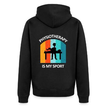 Physical Therapist Humorous Gift Saying Funny - Unisex Premium Organic Zip Hoodie - black - Back - Nico (187cm)