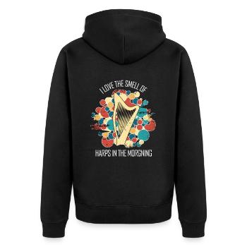 Harfe Geschenk Musikinstrument Musiker Zupfen - Unisex Premium Bio Zip Hoodie - Schwarz - Hinten - Nico (187cm)