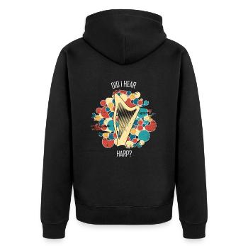 Harfe Geschenk Musikinstrument Musiker Zupfen - Unisex Premium Bio Zip Hoodie - Schwarz - Hinten - Nico (187cm)