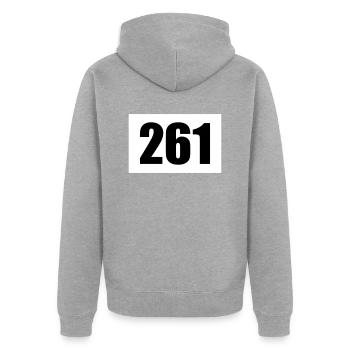 Startnummer 261 - Unisex Premium Bio Zip Hoodie - Grau meliert - Hinten - Nico (187cm)