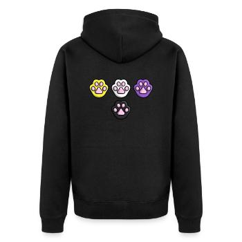 Süße Katze Pfote Nonbinary Flagge Fahne LGBTQ - Unisex Premium Bio Zip Hoodie - Schwarz - Hinten - Nico (187cm)