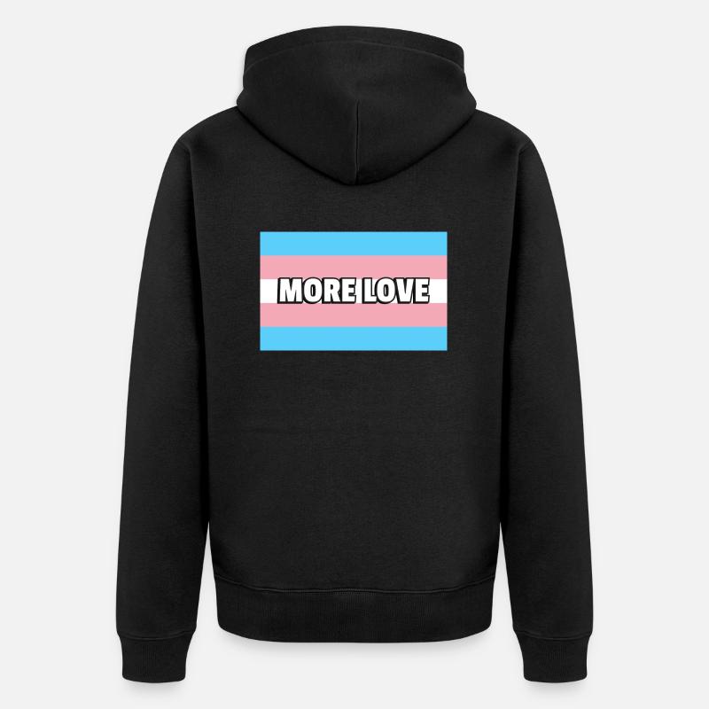 Trans Pride MEHR LIEBE - Unisex Premium Bio Zip Hoodie - Schwarz