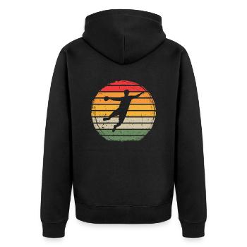 Handball Vintage - Unisex Premium Organic Zip Hoodie - black - Back - Nico (187cm)