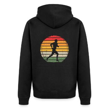 Runner Vintage - Unisex Premium Organic Zip Hoodie - black - Back - Nico (187cm)