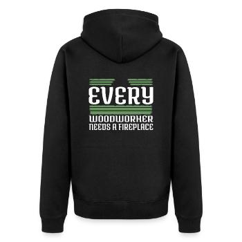 chop wood carpenter joke quote - Unisex Premium Bio Zip Hoodie - Schwarz - Hinten - Nico (187cm)