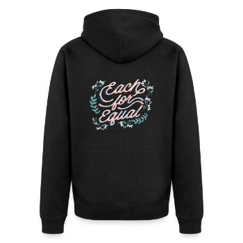 Jedes für das Gleiche Jedes für das Gleiche Gesche - Unisex Premium Bio Zip Hoodie - Schwarz - Hinten - Nico (187cm)