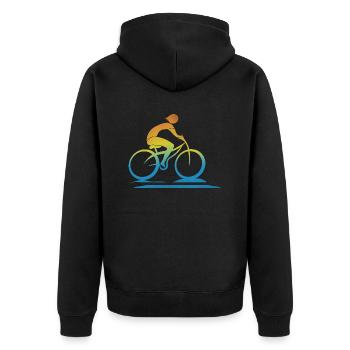 Radfahrer - Unisex Premium Bio Zip Hoodie - Schwarz - Hinten - Nico (187cm)
