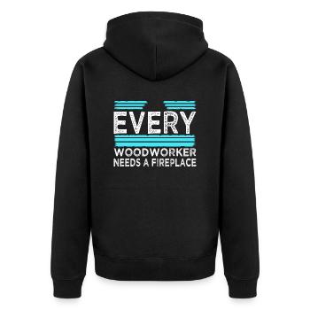 carpenter tshirts wood carpenter plumber - Unisex Premium Organic Zip Hoodie - black - Back - Nico (187cm)