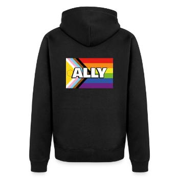 Pride Ally Inclusive Pride Progress Flag - Unisex Premium Organic Zip Hoodie - black - Back - Nico (187cm)