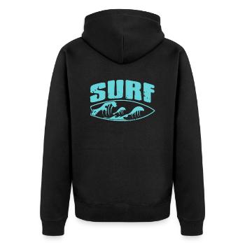 Vintage Surfing In The Waves T-Shirt Present Gift - Unisex Premium Bio Zip Hoodie - Schwarz - Hinten - Nico (187cm)