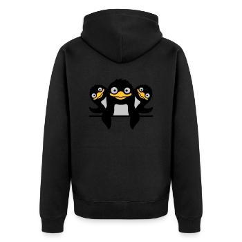 Funny Penguins 3 Friends - Unisex Premium Organic Zip Hoodie - black - Back - Nico (187cm)